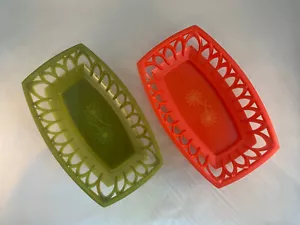 Vintage Green and Red Deli Trays Hot Dog Baskets / Boats - Picture 1 of 15