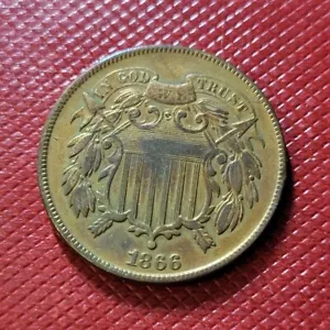 1866 Two Cent Piece - Picture 1 of 2