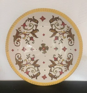 Oralia 13" Earthenware Pasta Serving Bowl Pier 1 Yellow Rim & Florals  - Picture 1 of 7