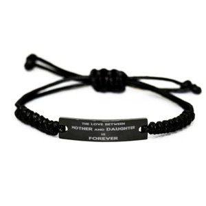 Mom Bracelet,love between mother and daughter,Mother's day gift,Black Rope,Text - Picture 1 of 1