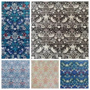 William Morris Strawberry Thief Painted Cotton Fabric for Sewing DIY BTHY 57" - Picture 1 of 31