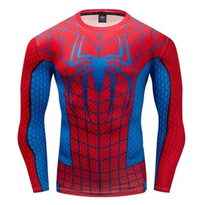 Mens Compression Superhero Top Base Layer Gym Long Sleeve Thermal Sweats BJJ - Picture 1 of 3