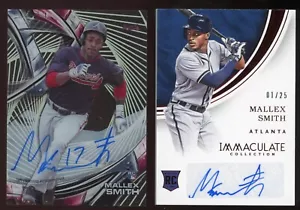 Lotto 2 Card Malex Smith Auto Rookie 2016 Panini Immaculate High Tek #d Braves - Foto 1 di 2