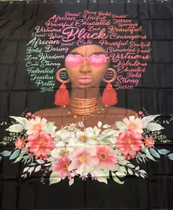 African American Black Girl Woman Shower Curtain Floral Inspirational 72” x 69” - Picture 1 of 4