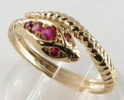 LOVELY 9CT 9K GOLD RUBY COILED SNAKE ART DECO INS RING FREE RESIZE - Image 1 of 4