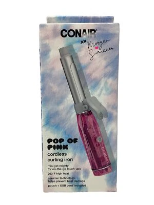 Conair Pop of Pink Cordless Curling Iron with USB Cord & Travel Pouch, New - Image 1 of 4