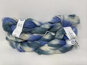3 Wynham Farms 100% Mohair Hand Painted Yarn Cream Blue Turquoise 300yds Total - Picture 1 of 6