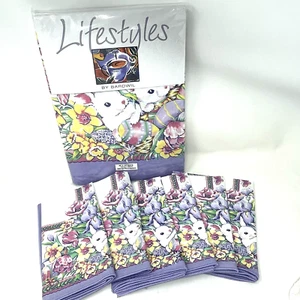 Lifestyles Bardwil Linens Easter Spring Tablecloth 60x102" Oblong 6 Napkins - Picture 1 of 8