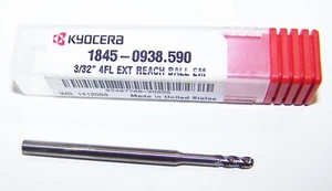 3/32" (.0938") CARBIDE END MILL 4 FLUTE EXTENDED REACH BALL END - 1845-0938.590 - Picture 1 of 2