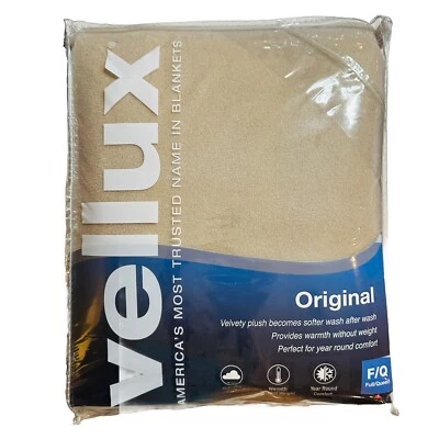 "Manta Vellux Original Completa/Queen Suave Confort Cálida Ligera Bronceada 90""x90""" Foto 1 de 4