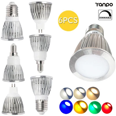 6X LED COB Strahler 6W 9W 12W Gu10 LED Birne Dimmbar Rot Blau 120 Grad Strahl - Bild 1 von 4