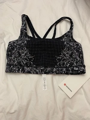 Lululemon Energy Sports Bra NWT Size 8 INFB Infinity Infinity Black White Pads - Image 1 of 4