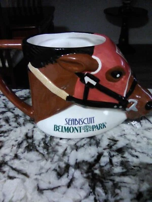 Коллекционная керамическая кружка Seabiscuit Horse Belmont Park 5 дюймов - Изображение 1 из 3