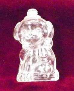 Puppy Dog Perfume Bottle Figural Pressed Glass No Lid Clear Cologne Vintage - Picture 1 of 4