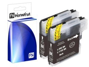 2 Cartucce LC-980 LC-1100 Nero Compatibili per Brother DCP 145C 165C MFC 490CW - Foto 1 di 3