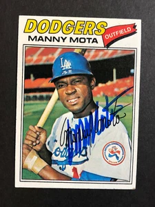 Manny Mota Dodgers Signed 1977 Topps Baseball Card #386 Auto Autograph - Picture 1 of 2