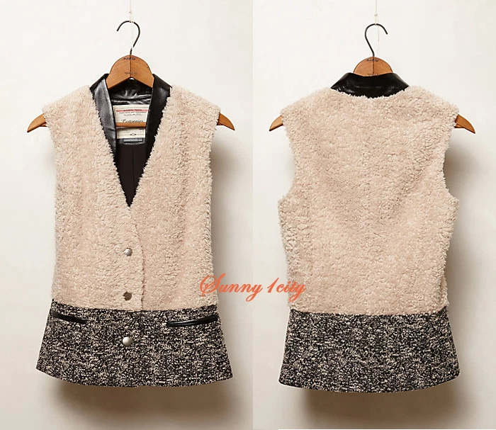 NUEVO M Anthropologie Edel Sherpa Chaleco Por Cartonnier Mezcla de patrones Hecho en EE. UU. Foto 1 de 4