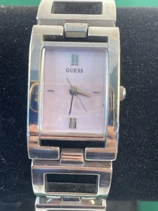 Guess Women's Watch Silver Tone Pink Face & Metal Band - Picture 1 of 3