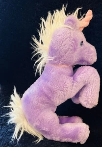 Vintage House Of Lloyd Plush Unicorn Purple Stuffed Animal 1980s Toy Pink Bow - Picture 1 of 5