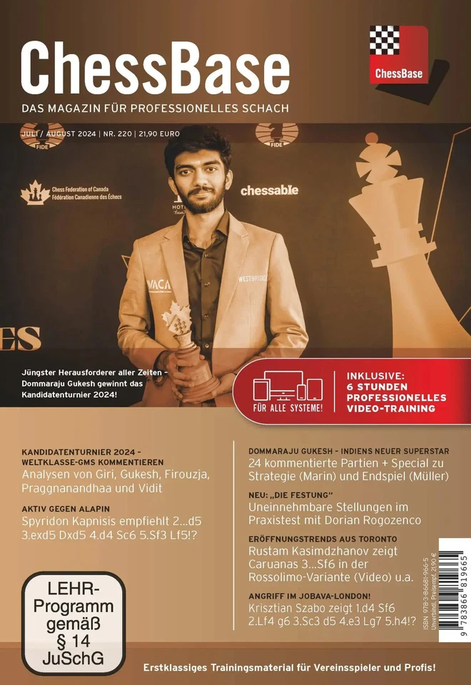 ChessBase Magazin 220 (Juli/August 2024) | ChessBase GmbH | Deutsch | DVD-ROM - Bild 1 von 1