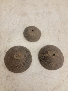 3 präkolumbianische Maya Azteken Terrakotta Keramik Spindel Wirbel Perlen - Bild 1 von 15