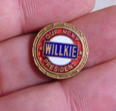 Wendell Willkie 1940 campaña pin botón político Foto 1 de 2