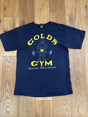 Gold’s Gym NEW HAVEN Shirt (Sz M) Made In USA NAVY BLUE 80s 90s ? Vintage - Image 1 of 4