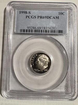 1999 S 10C Roosevelt Dime Proof PCGS PR69DCAM Free Shipping - Image 1 of 4