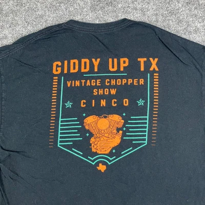 Lowbrow Customs T-Shirt Mens XXL Black Giddy Up TX Chopper Show Vintage Biker Foto 1 de 4