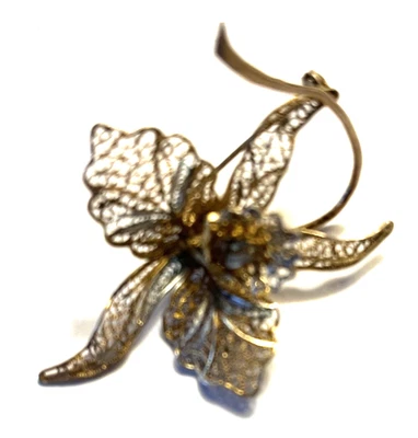 Antiguo Broche Floral Oro 12k Filagree Art Nouveau Oro 12K sobre Plata 925 Foto 1 de 3
