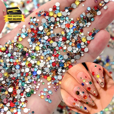 1440 piezas coloridos diamantes de imitación arte en uñas dijes brillantes espalda plana uñas pedrería Ro Foto 1 de 4