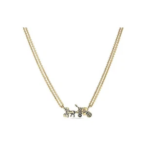 COACH Women's Horse and Carriage Double Chain Necklace (F33375) New – Gold Tone - Picture 1 of 1