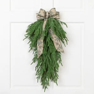 Northlight Norfolk Pine Artificial Christmas Teardrop Swag - 28" - Picture 1 of 11