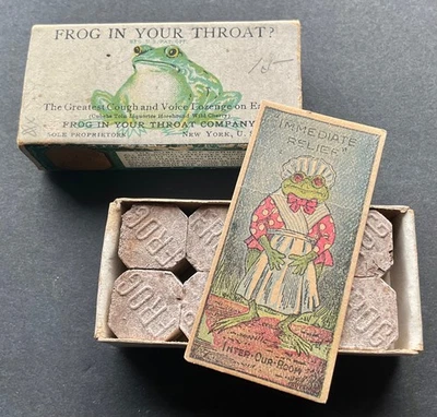 ANTIGUA DROGA MEDICINA RANA EN TU GARGANTA COMPAÑÍA PASTILLA CAJA (COMPLETA) NUEVA YORK Foto 1 de 4