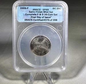 2009-P DIstrict Of Columbia Certified ANACS SP69 Quarter 1st day of issue - Picture 1 of 2