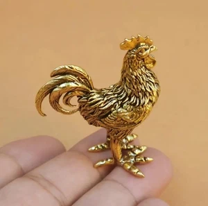 Massiver Messing Hahn Miniatur Schreibtisch Ornament, schwer und langlebig  - Bild 1 von 5