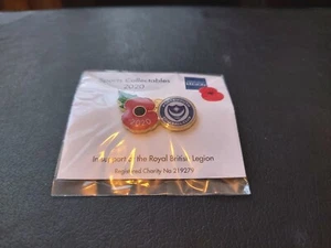 COLLECTIBLE REMEMBRANCE PORTSMOUTH FC TWIN CREST ENAMEL PIN BADGE 2020 TO WEAR - Picture 1 of 1