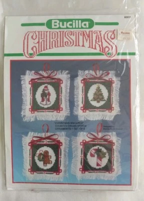 Bucilla Counted Cross Stitch Christmas Squares Ornament Kit New Sealed NIB DIY - Image 1 of 4