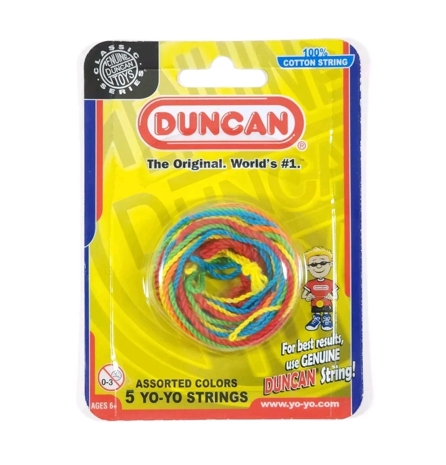 Genuine Duncan Toys 5 Yo-yo Strings 5 Assorted Colors 100 Cotton String 2009