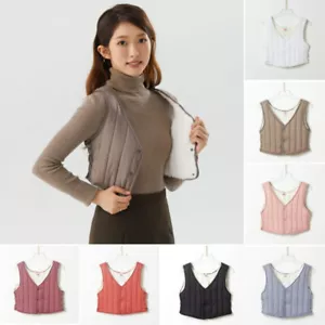 Damen Fleecefutter Weste Flauschig Abgeschnitten Weste Gepolstert Thermo Warm - Bild 1 von 19