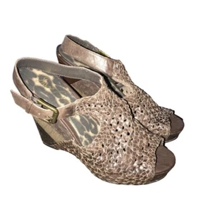 Sandalias SAM EDELMAN Kasi Marrón Tejido Cuero Cuña Plataforma Mujer Talla 8.5 M - Imagen 1 de 10