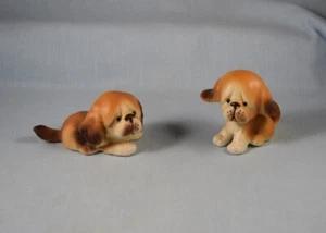 Napcoware C9201 LOT of 2 Dog Puppy Figurines Big Head Japan 2.25" & 1.50" Tall - Picture 1 of 8