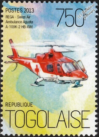 AGUSTA WESTLAND AW109 Swiss REGA Air Ambulance Helicopter Aircraft Stamp (2013) Cover