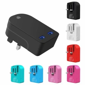 3 AMP Fast Dual Twin 2 Port USB Folding Charger UK 3Pin Mains Wall Plug Adapter - Picture 1 of 1