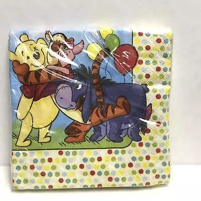  WINNIE THE POOH & PALS -16- PAPER DESSERT NAPKINS-     PARTY SUPPLIES - Image 1 of 2
