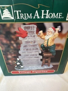 Christmas Village Decoration Santa on Ladder Carving Snowman out of Block Ice - Picture 1 of 10