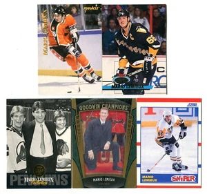 Lote de 5 tarjetas coleccionables de hockey de Mario Lemieux HOF PITTSBURGH PENGUINS (LOTE 54) - Imagen 1 de 1