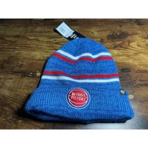 Detroit Pistons 47 Brand Blue Knit Beanie Hat NBA Fan Gear - Picture 1 of 2