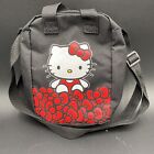 Hello Kitty Sanrio Crossbody Bag Black With Red Bows 6” x 8” Minor Wear