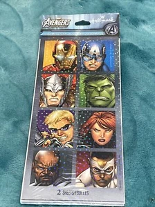 Hallmark Avengers holografische Aufkleber 1 Packung 2 Blatt 16 Sticker insgesamt  - Bild 1 von 7